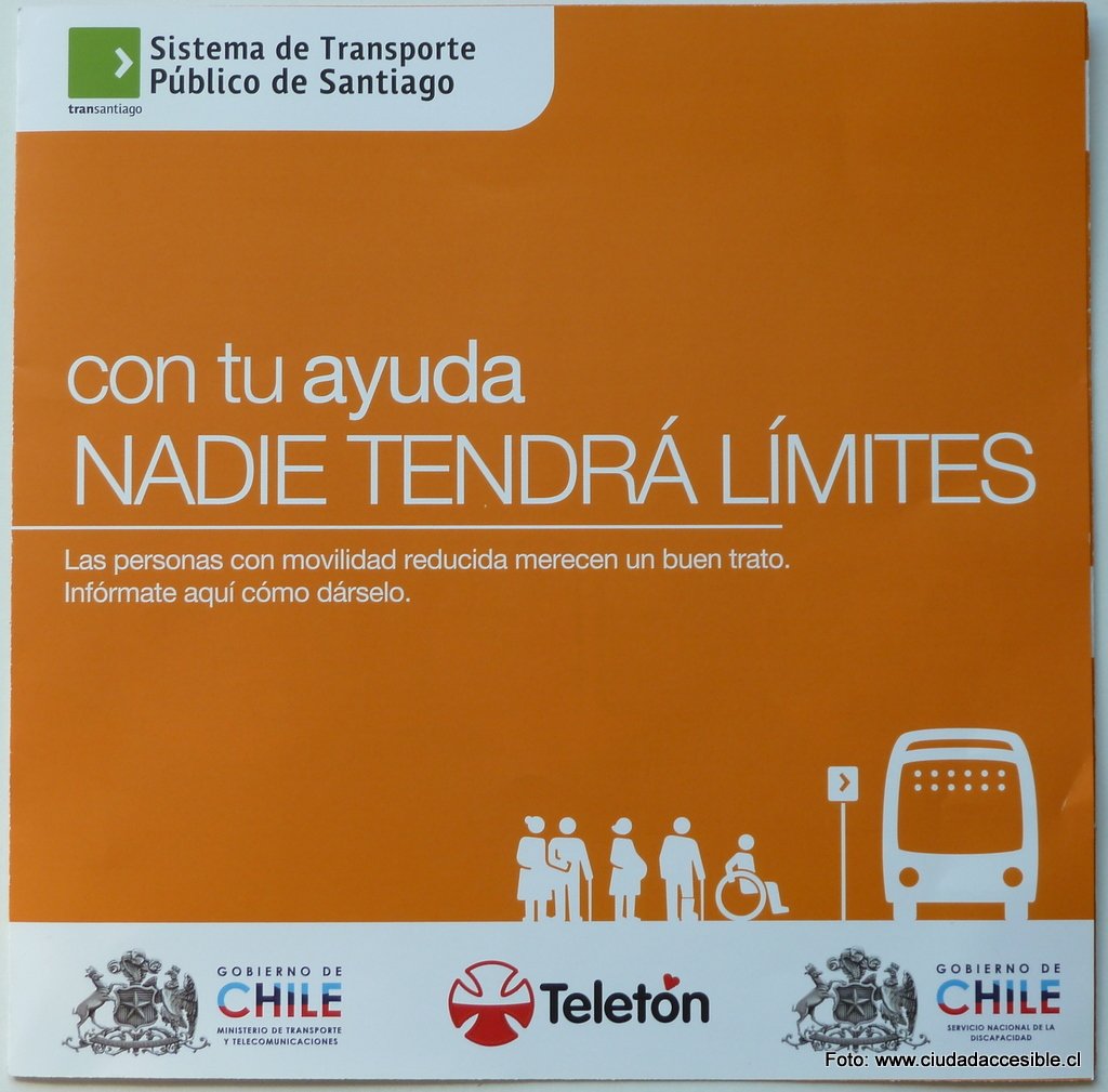 Información de Transantiago sobre facilidades para personas con discapacidad