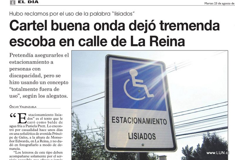 De «Minusválidos y Lisiados» a «Estacionamientos Accesibles»