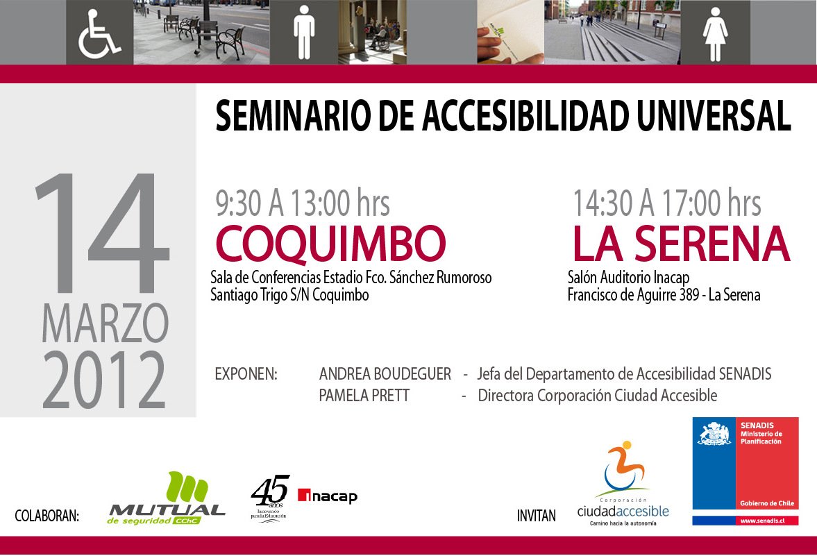 Seminario Accesibilidad Universal a realizarse el 14 de marzo en Coquimbo y La Serena