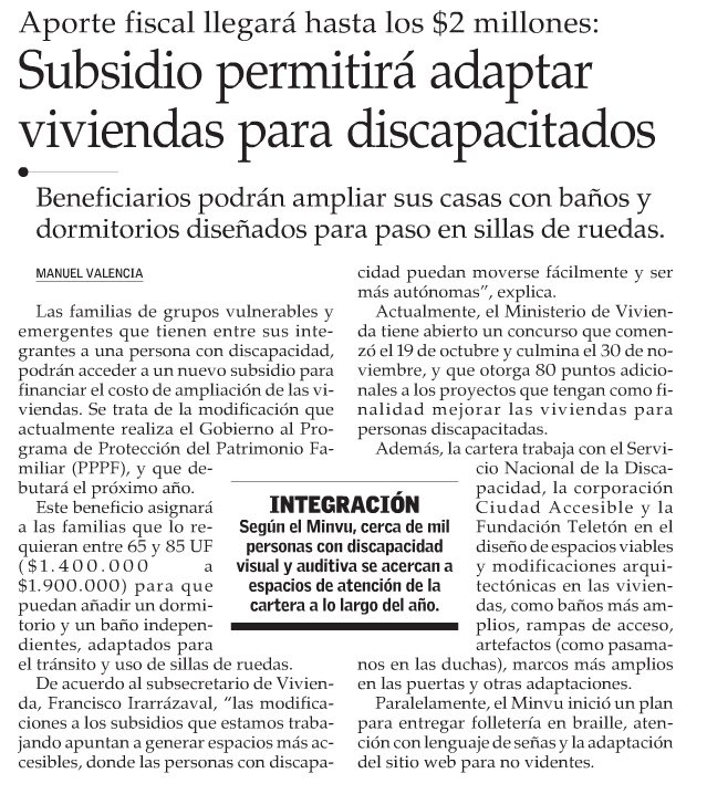 Imagen noticia El Mercurio sobre subsidio