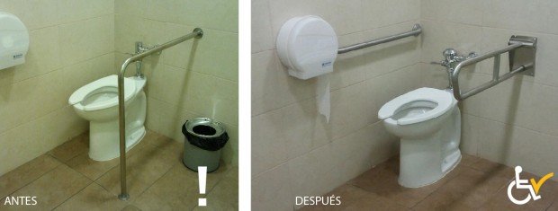 Antes y después cambio barra en Baño accesible Clinica Las Condes