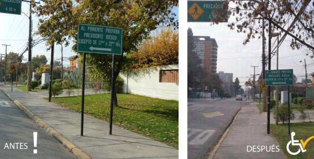 Antes y después retiro señalización que interrumpe Vereda Las Tranqueras