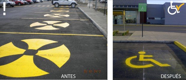 Antes y después corrección demarcación piso estacionamientos aeropuerto Punta Arenas