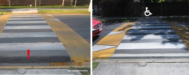 Antes y después Cruce de inaccesible en accesible