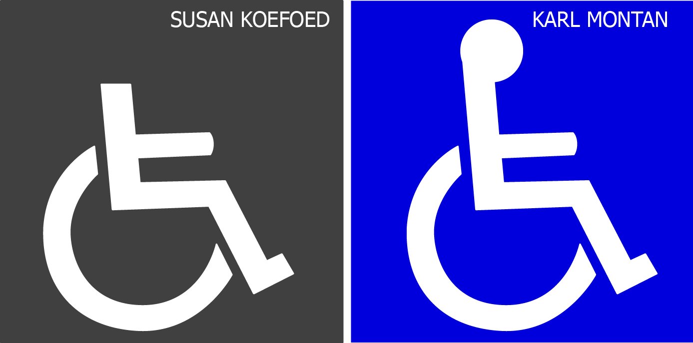 Primeros íconos del simbolo internacional de accesibilidad