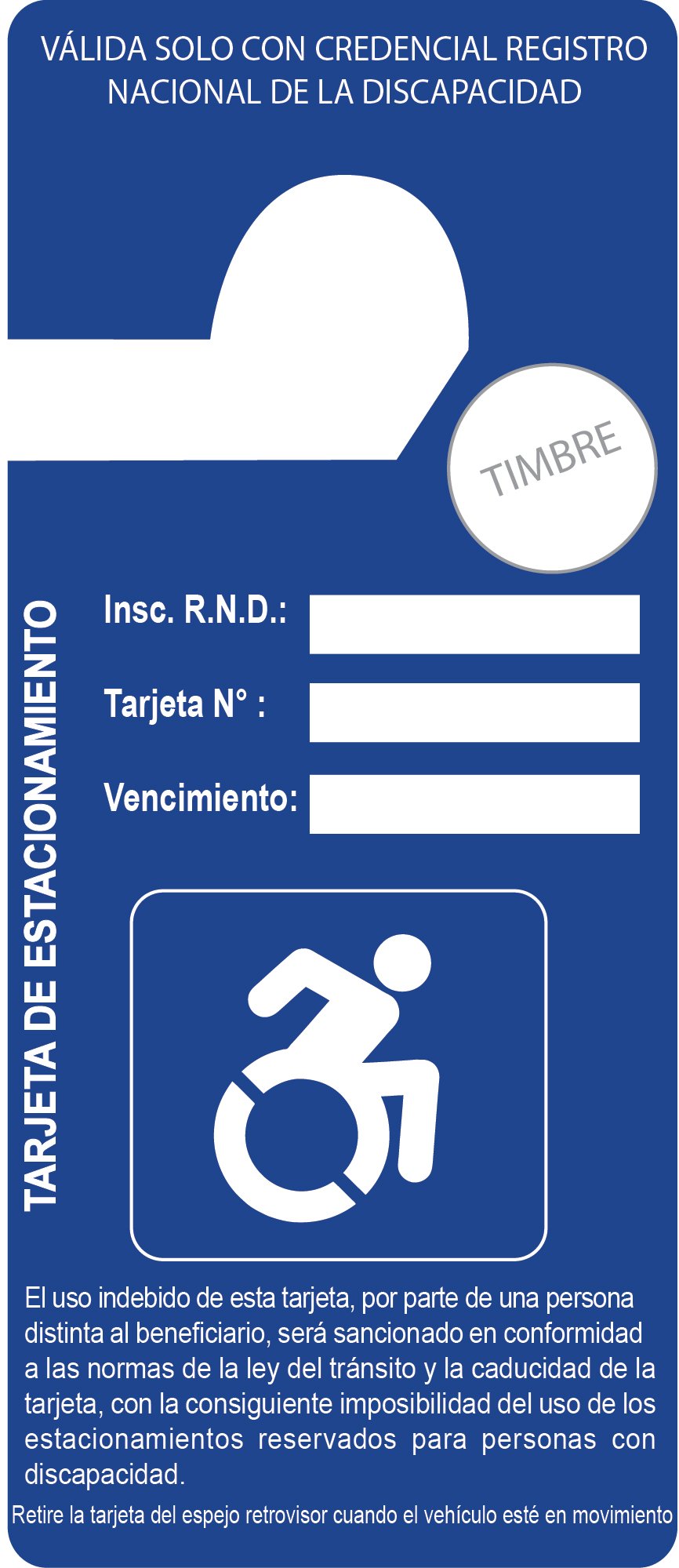 Propuesta de Tarjeta Azul como identificación para estacionar a personas con discapacidad