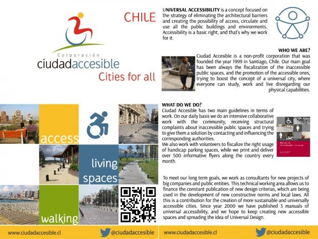 Volante en inglés sobre la corporación ciudad accesible