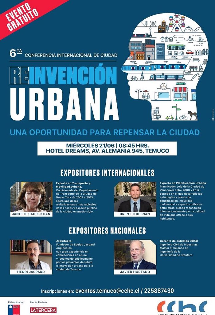 Poster de sexta conferencia reinvensión urbana