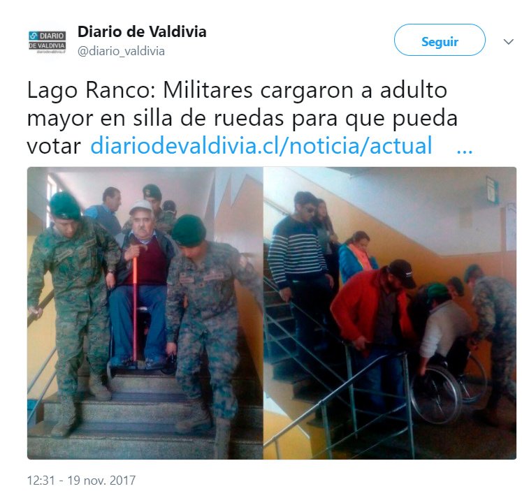 Lago Ranco: Militares cargaron a adulto mayor en silla de ruedas para que pueda votar - Diario de Valdivia