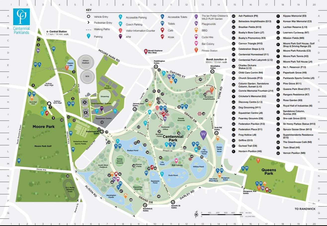 página web que indica información de actividades y servicios en un parque