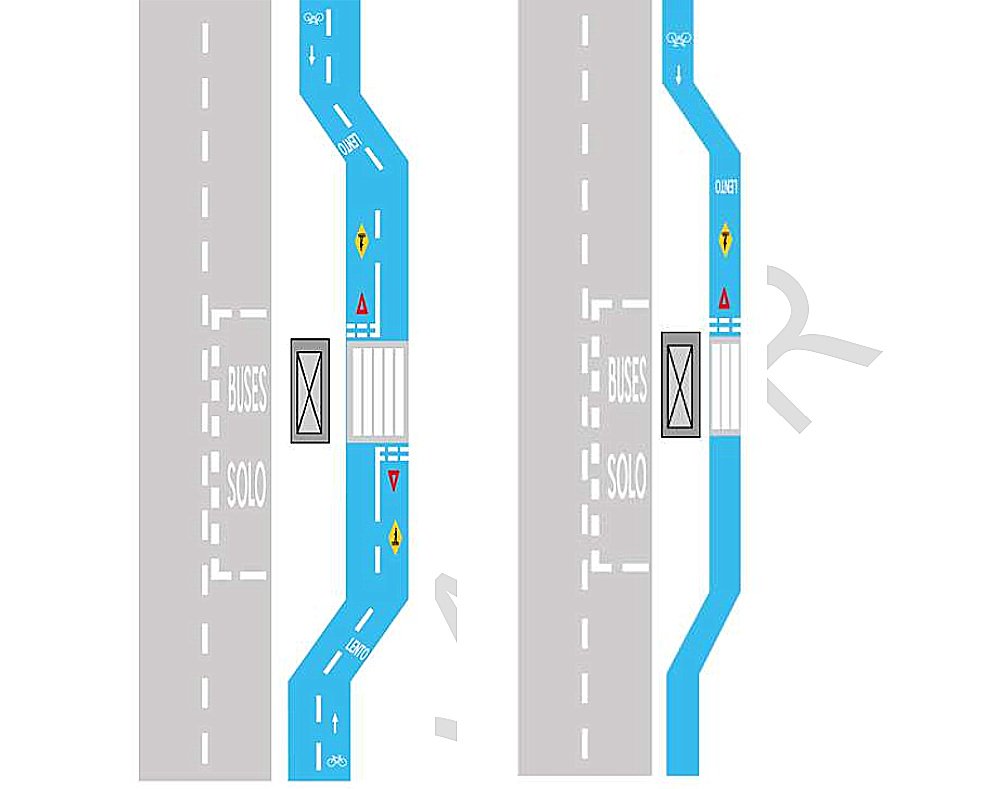 6.2.4.9 Demarcación de Ciclovía en Parada de Transporte Público por atrás