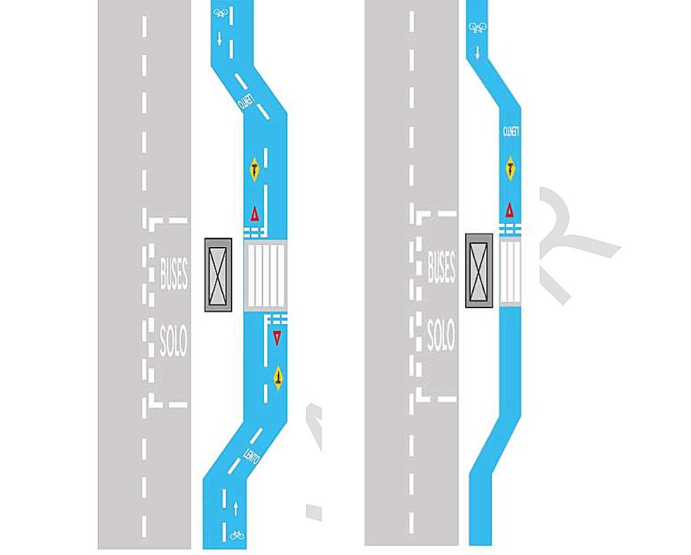 6.2.4.9 Demarcación de Ciclovía en Parada de Transporte Público por atrás