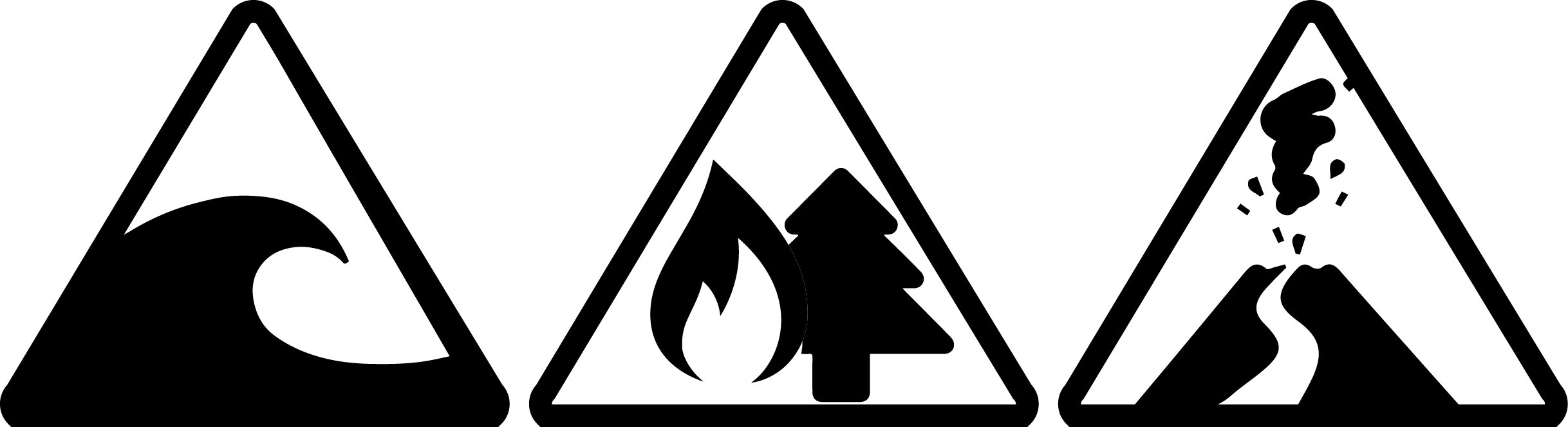 iconos de emergencia tsunami incendio forestal y erupción