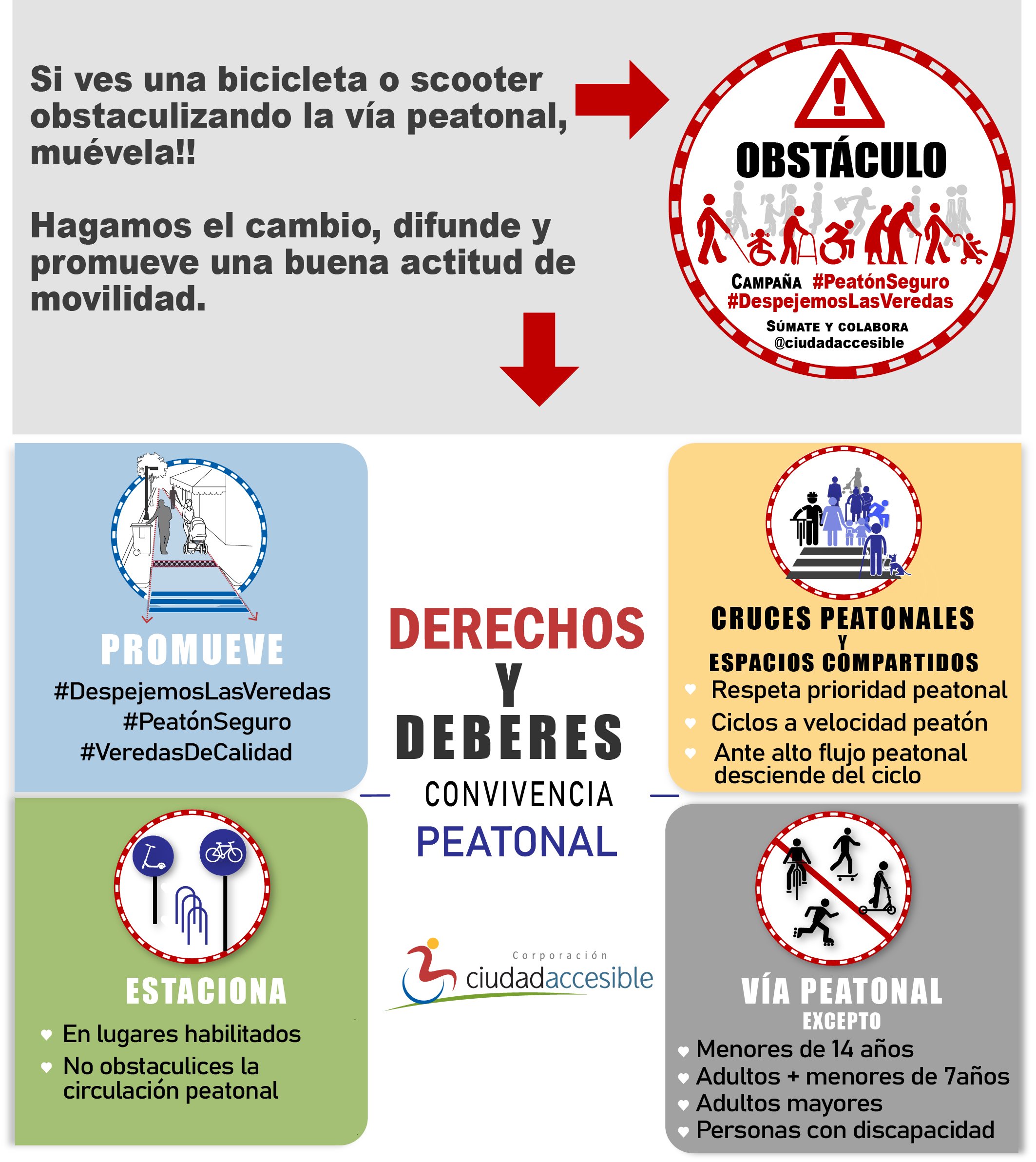 Volante Derechos y deberes convicencia peatonal más volante obstáculo