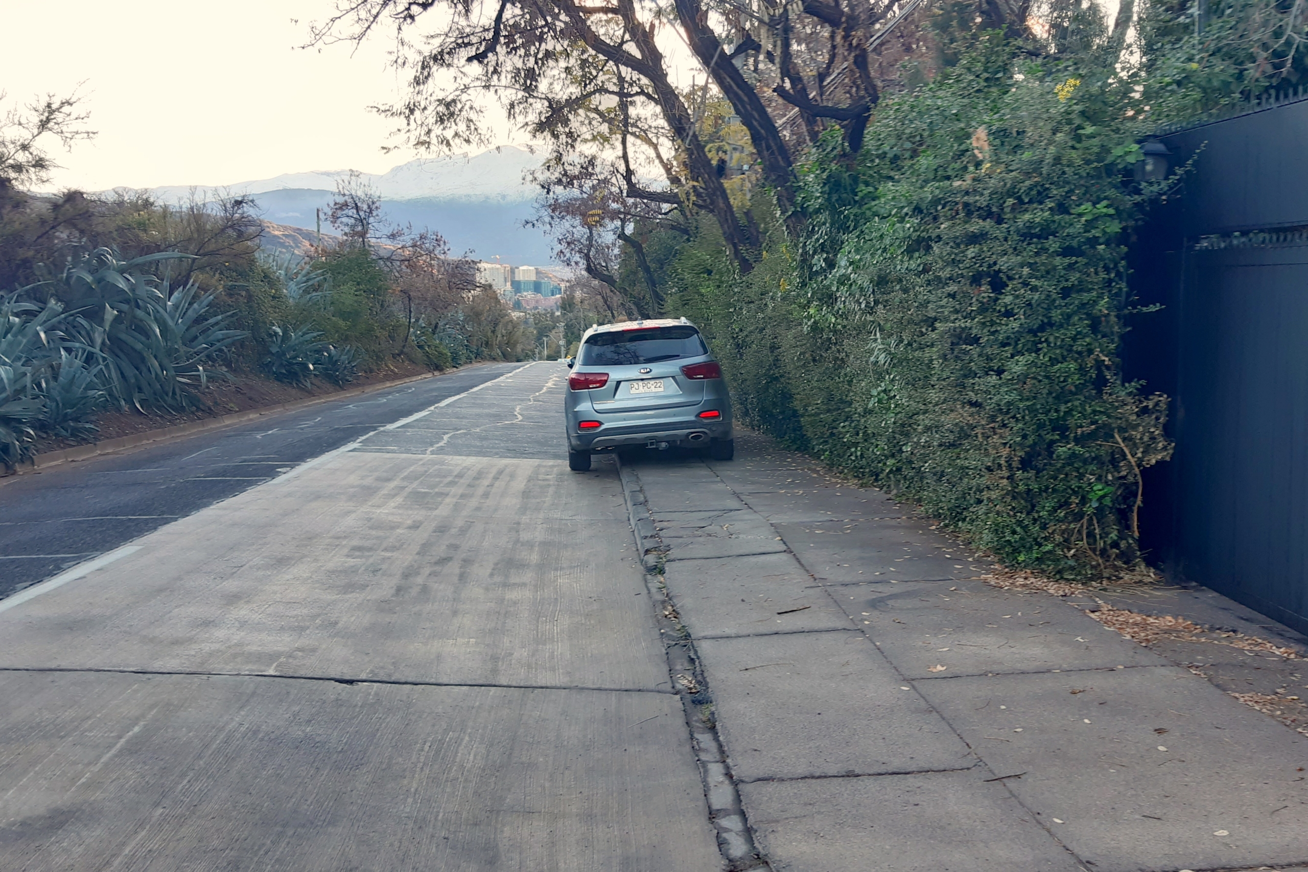 vehículo estacionado sobre la vereda