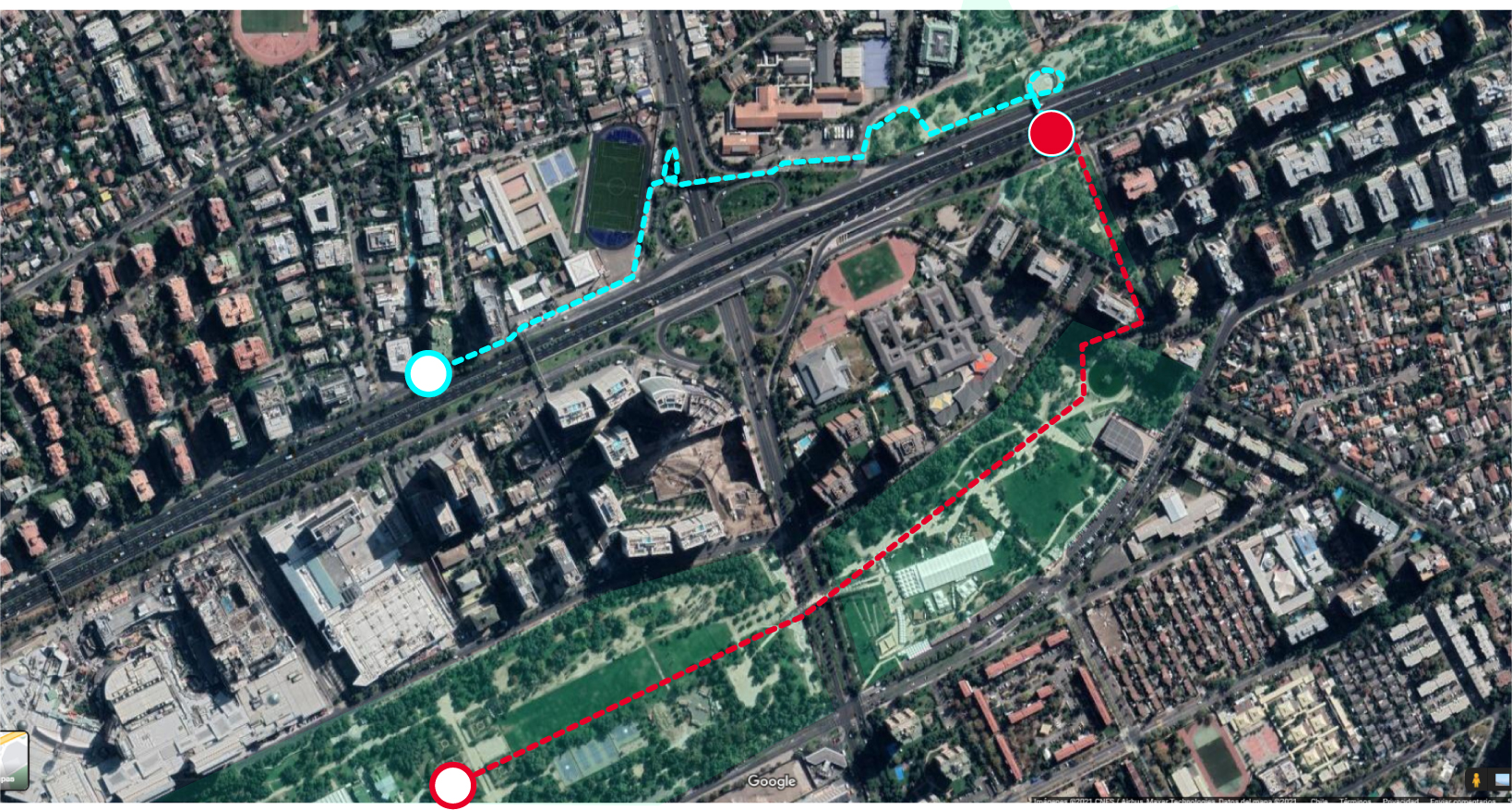 Plano de la ruta de las pasarelas