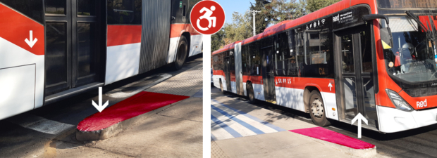 se ven dos fotos con el detalle de las puertas enfrentando porciones angostas del andén