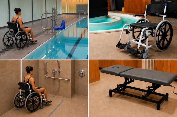 Una piscina accesible no depende solo de un elevador. También requiere una silla de ruedas resistente al agua, una camilla para el cambio de ropa y un espacio privado que permita realizar transferencias seguras. Estos elementos completan la cadena de accesibilidad, favorecen la autonomía, protegen la privacidad y permiten un uso digno e igualitario. Son ayudas técnicas esenciales para inclusión.